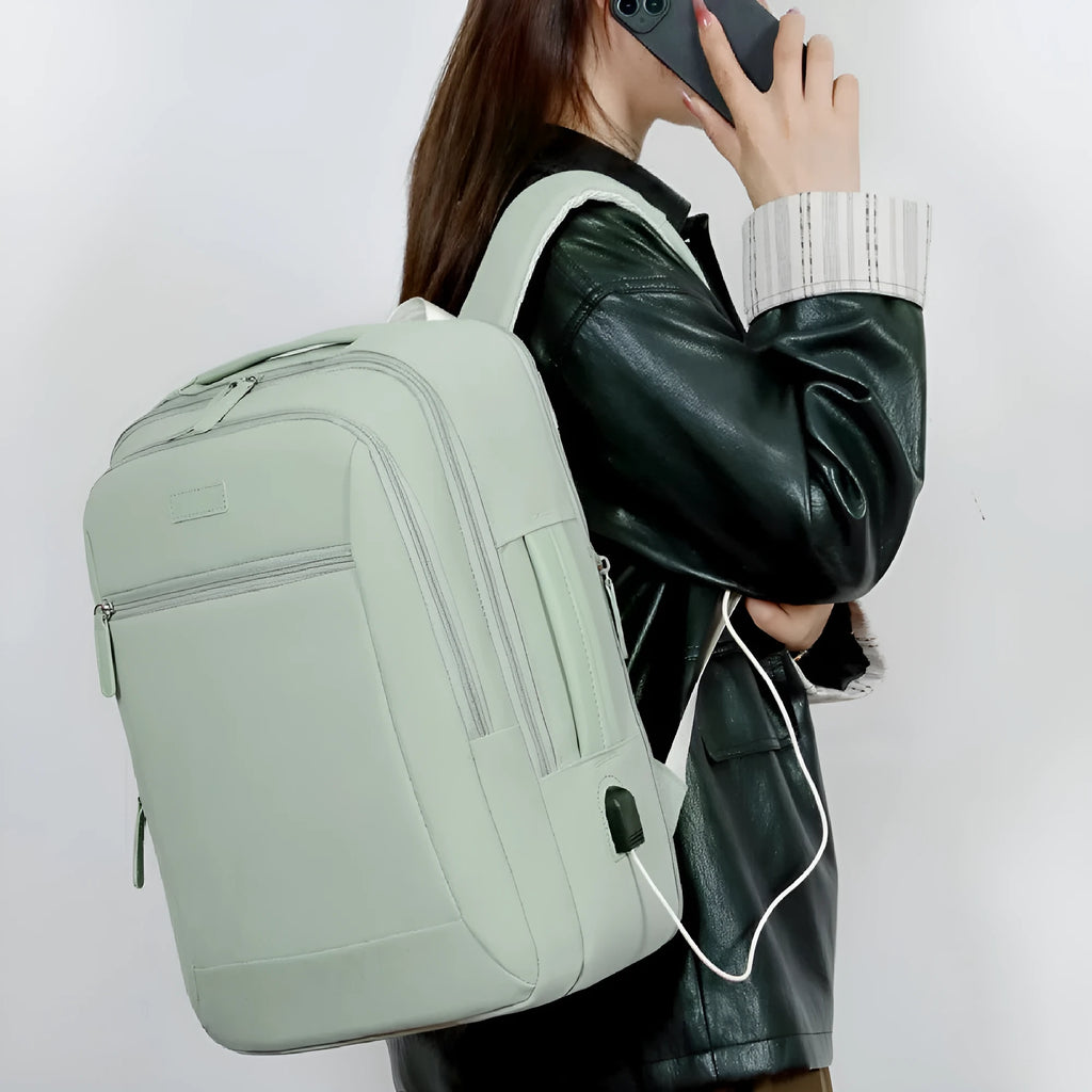 Women's multi-functional large capacity business bag in Oxford cloth, solid colour, beige option