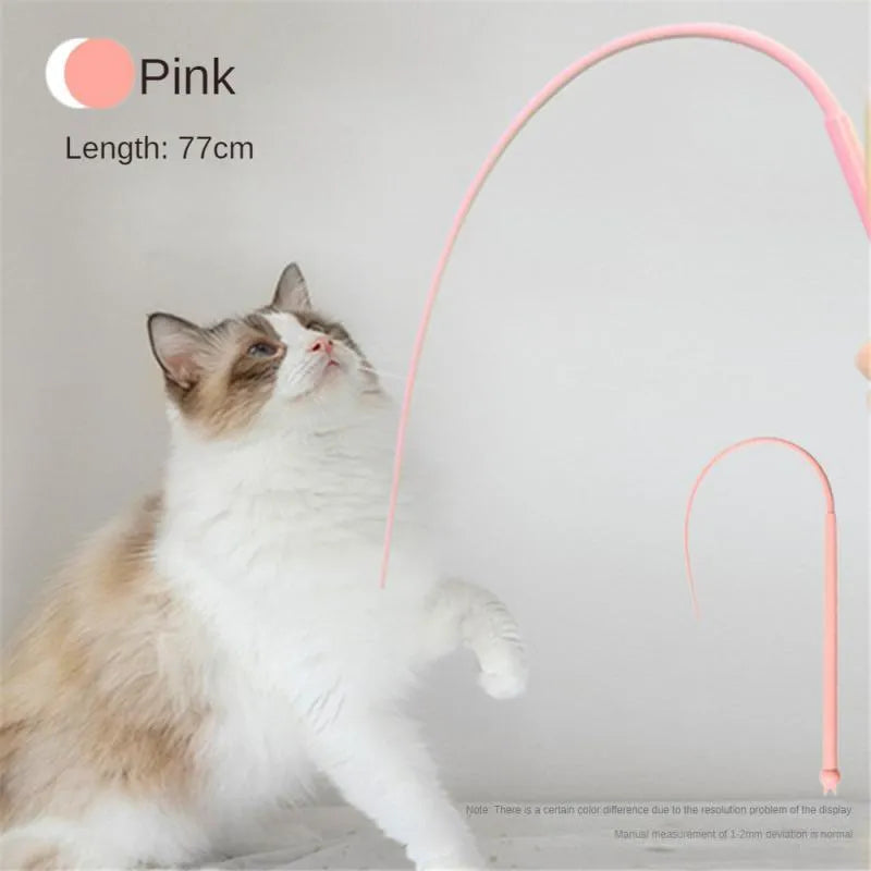 Simulated mouse tail cat teaser stick with 80cm silicone tail and cat head design