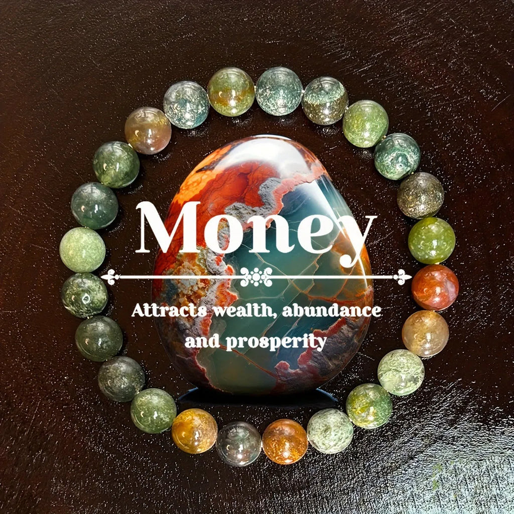 Handmade transparent glass bead bracelet 8mm natural stone style unisex jewellery