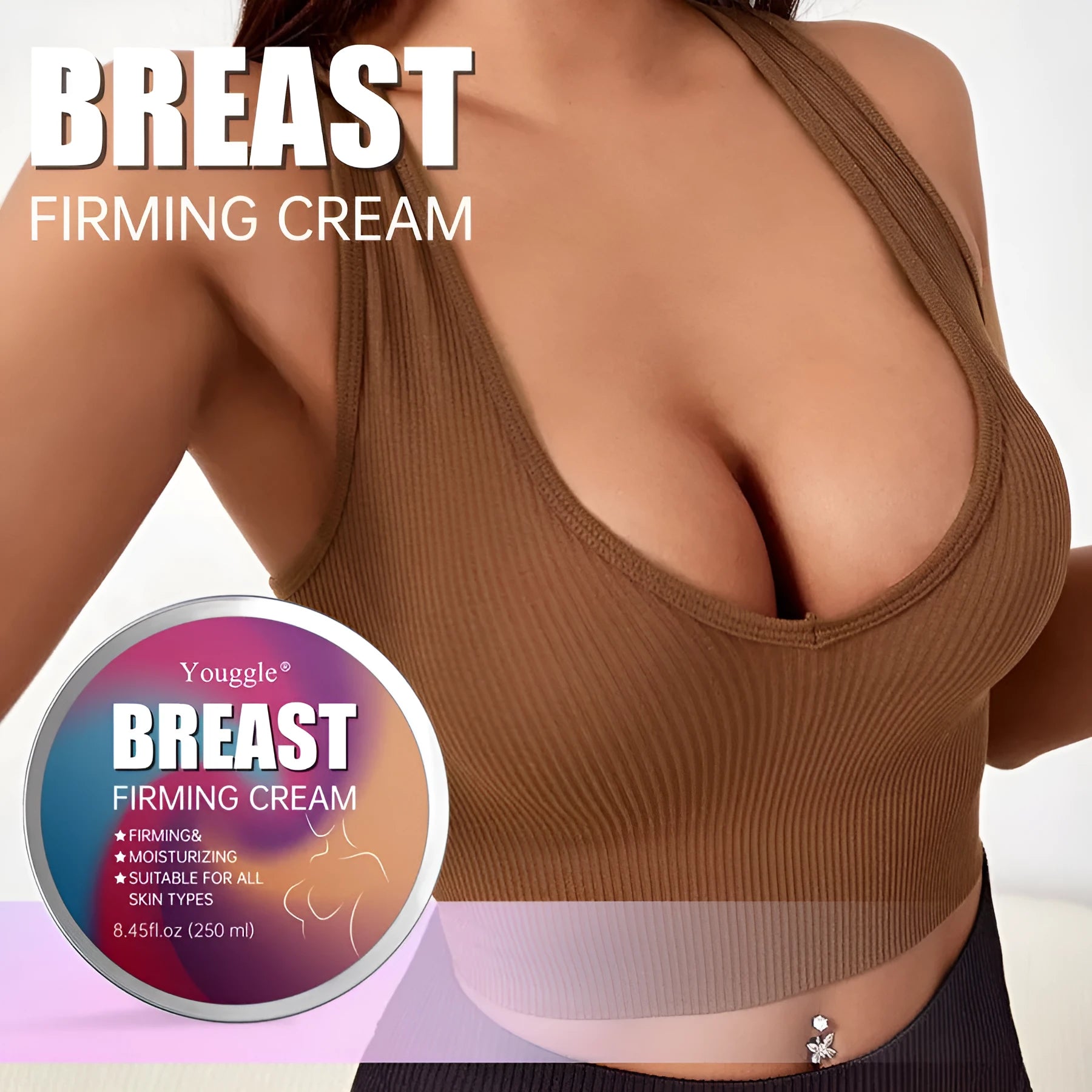 Natural organic ginseng breast enhancement cream in a 100g jar for skin firming and massage