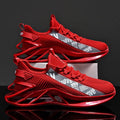 Men's solid colour casual exercise shoe with fly woven mesh upper and embroidery detail