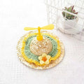 Pet cute hat decorative puppy cap made of mixed cloth and grass in small flower style on small dog