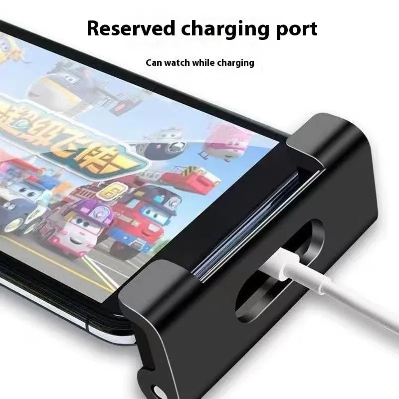 Car back seat mobile phone tablet stand in 2nd Generation Black, showing horizontal orientation with a phone inserted