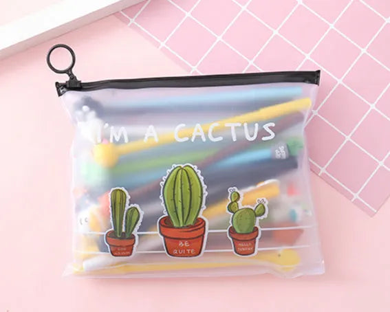 Marvel cartoon cactus design 0.5mm black ballpoint pen 20-pack with plastic storage case