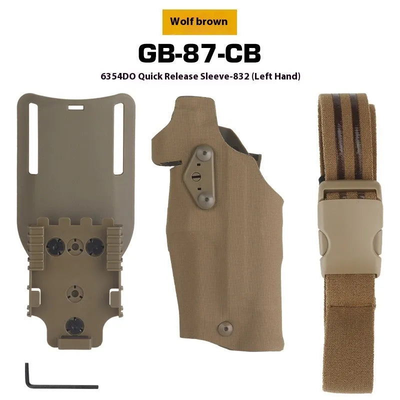 Left hand outdoor tactics waist bag leg warmer in camouflage with nylon lining and plastic construction