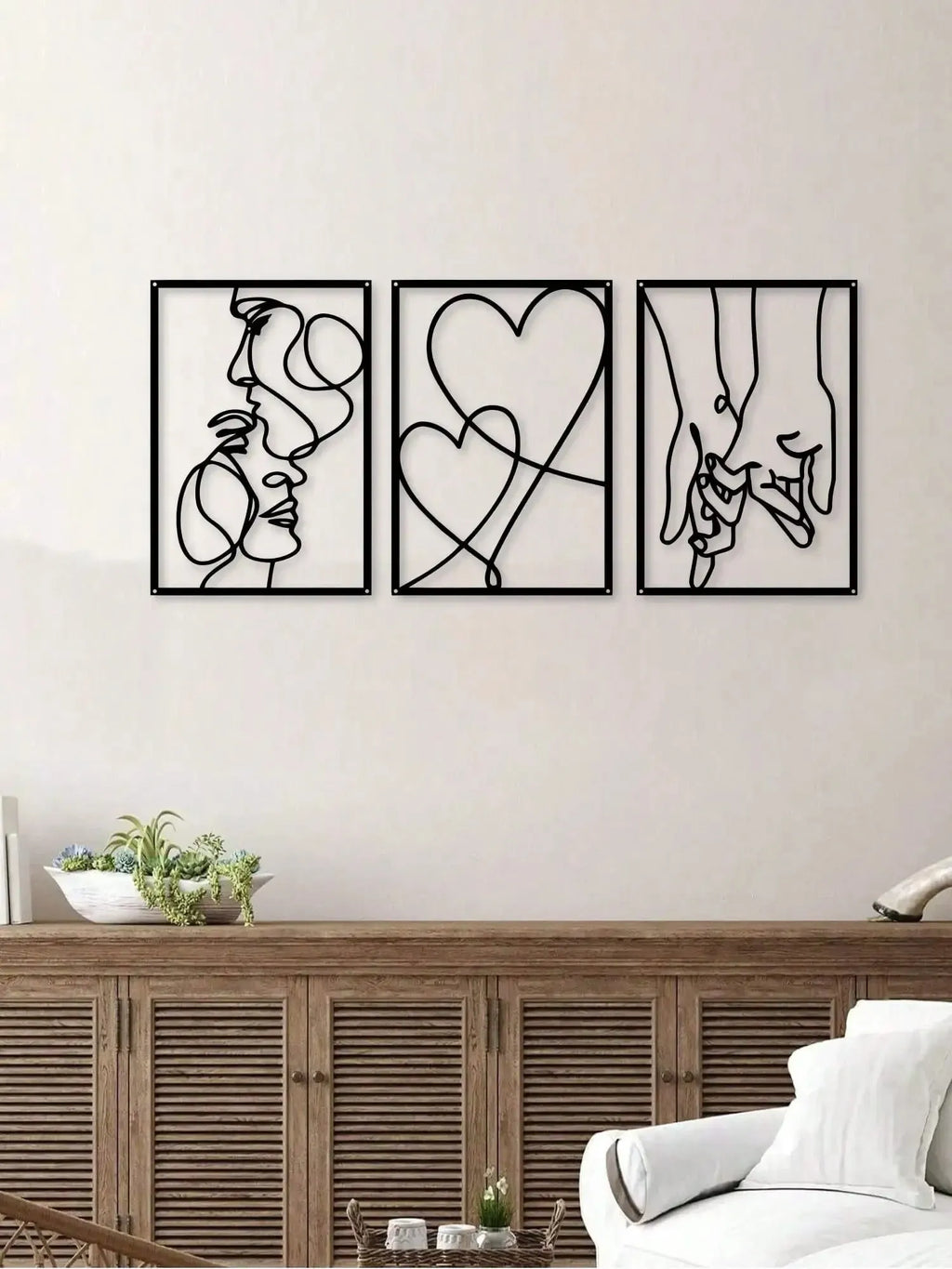Modern simplicity iron wall decoration three-piece set for bedroom living room family home