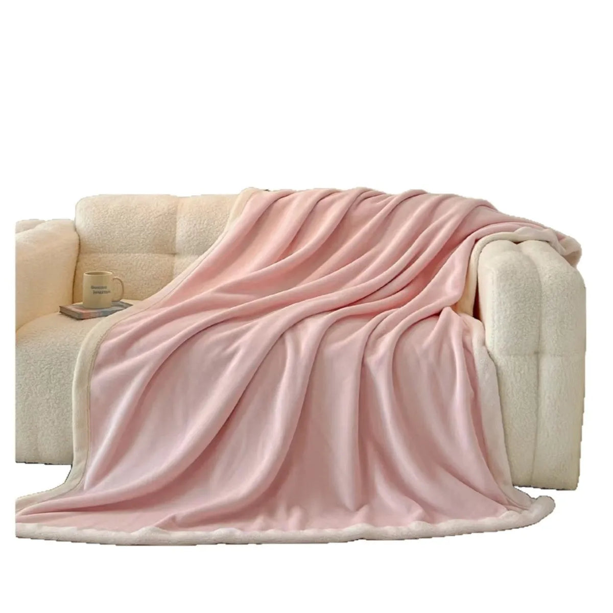 Soft flannel blanket in solid colour, available in 150x200cm and 200x230cm sizes for single and double beds