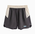 Men's loose fit workout shorts in dark rock ash colour with elastic waistband and lace-up front for gym training
