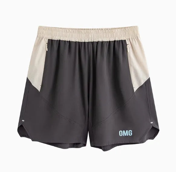 Men's loose fit workout shorts in dark rock ash colour with elastic waistband and lace-up front for gym training