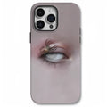 Dark heterochromatic spider pattern resin phone case for iPhone 15 Pro Max with frosted finish.
