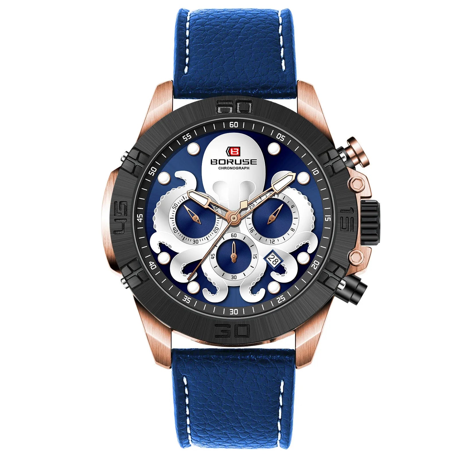 Men's octopus waterproof watch with luminous quartz movement and casual design