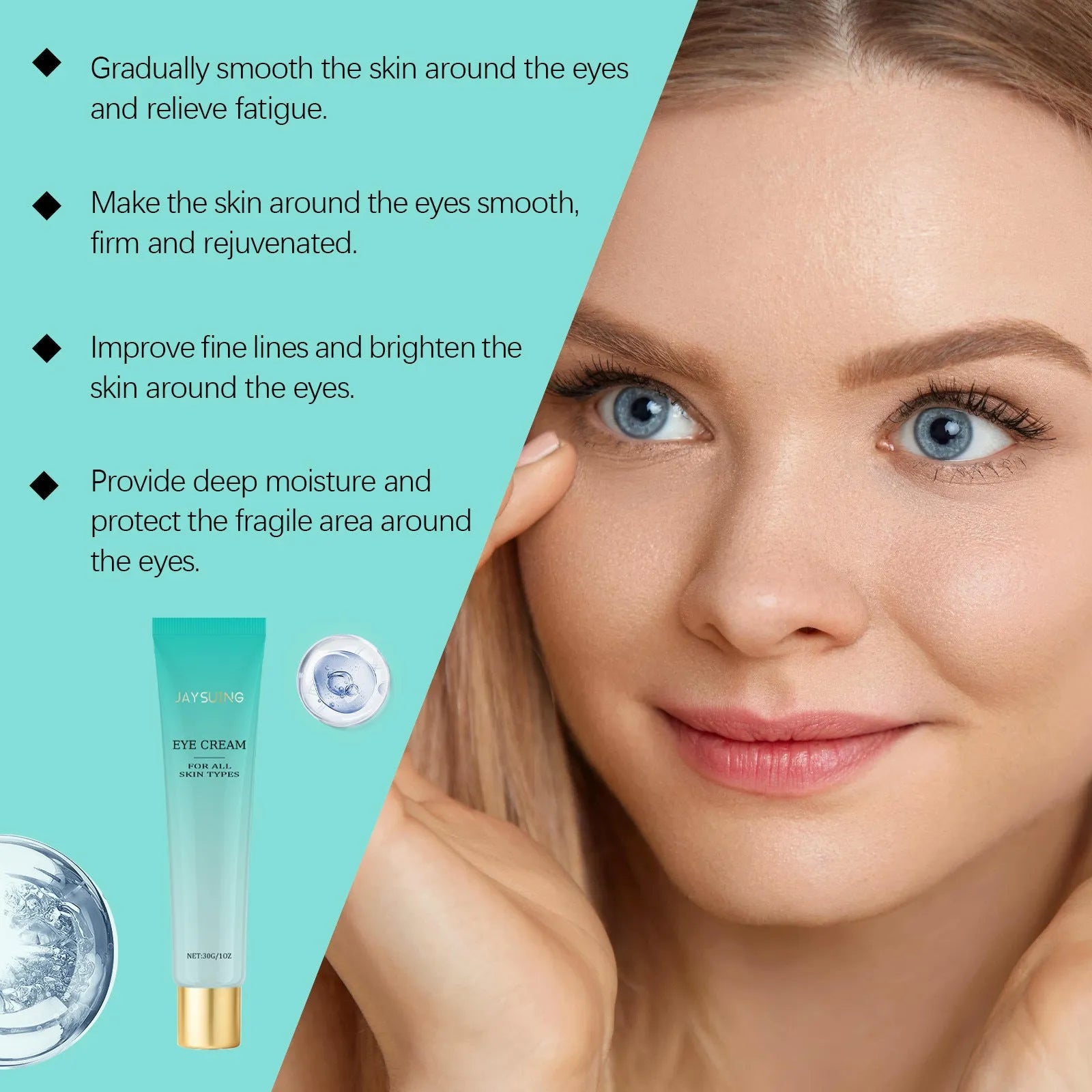 30g retinol anti-aging eye cream jar for reducing fine lines and dark circles