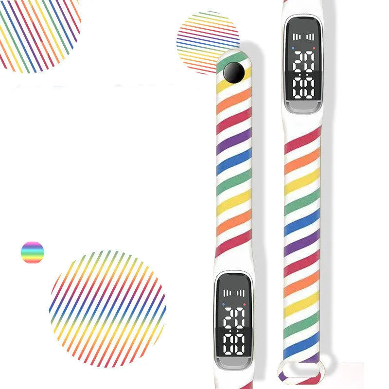 Black and white ultrasonic mosquito repellent bracelet with USB charging cable on wrist
