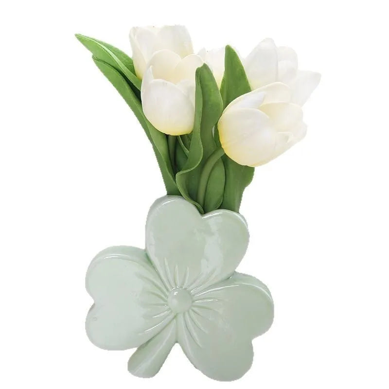White porcelain clover ceramic vase European style desktop decoration
