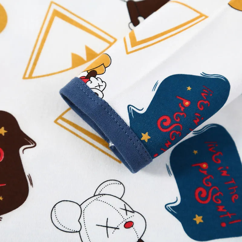 Children's cartoon print pyjamas set in 95% cotton with soft treatment, moisture wicking, Korean style, sizes 73-160cm