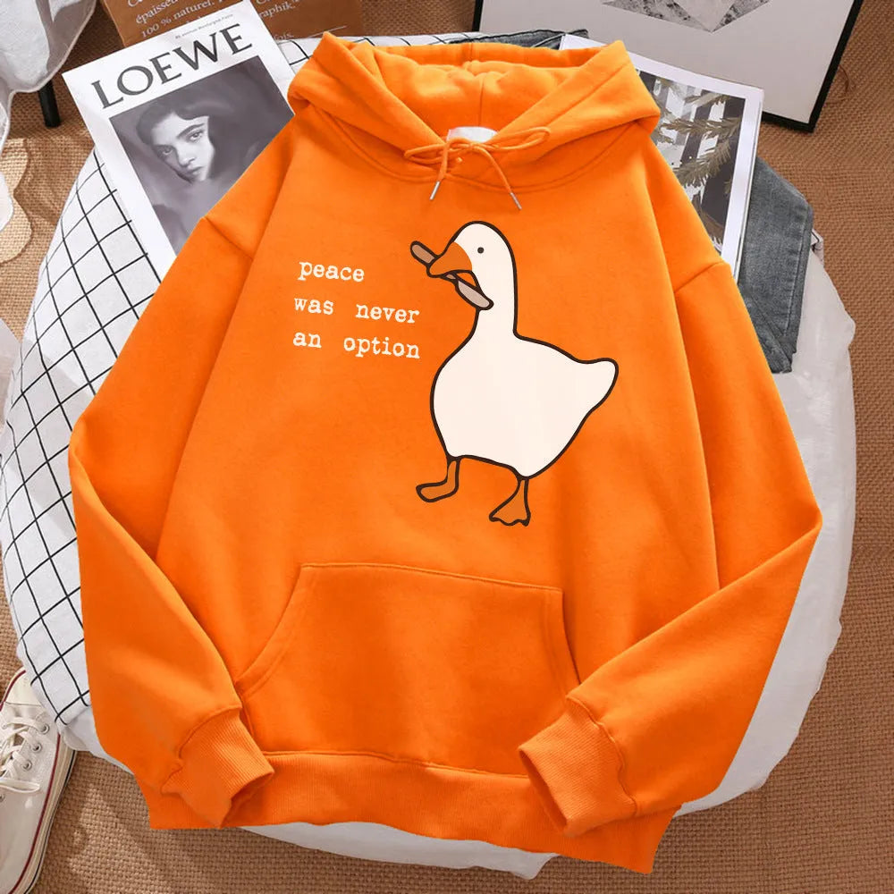 Print sweatshirt street loose hoodie for men with cartoon pattern, polyester pullover, long sleeve, available in multiple colours