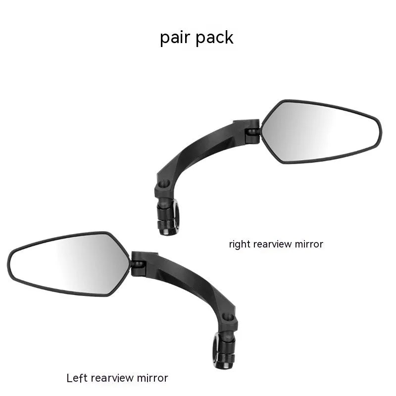 Black rotatable rearview mirror for mountain bike handlebars with acrylic lens