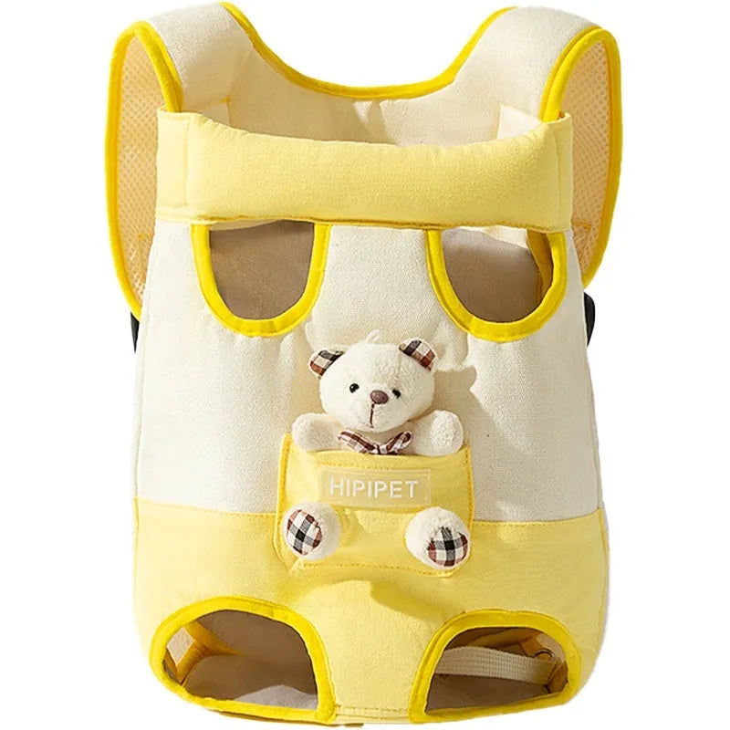 Soft canvas pet carrier bag with cartoon animal pattern and Beka yellow bear design