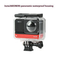 Transparent waterproof housing case for Insta360 One RS panoramic camera.