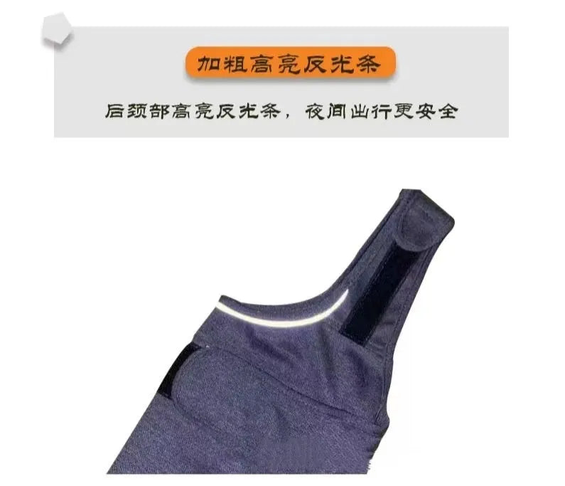 Heather grey dog anxiety vest in brocade cotton ponte-de-roma fabric on a medium-sized dog.