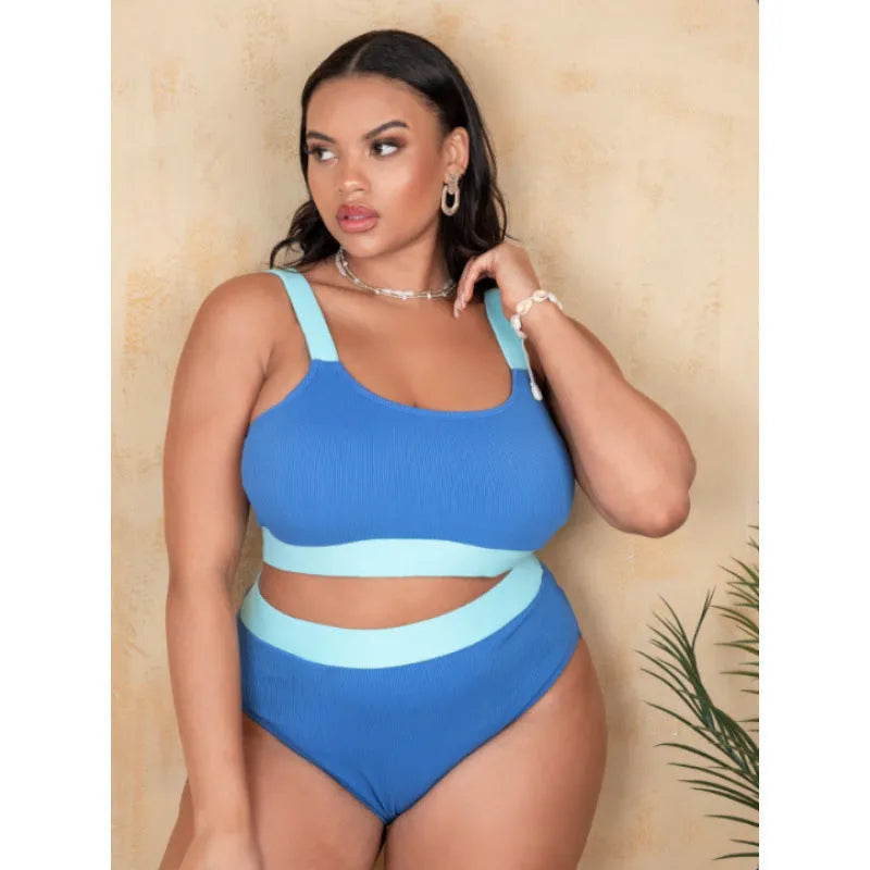 Women's high-waist polyester bikini set in picture colour available sizes 0XL to 4XL