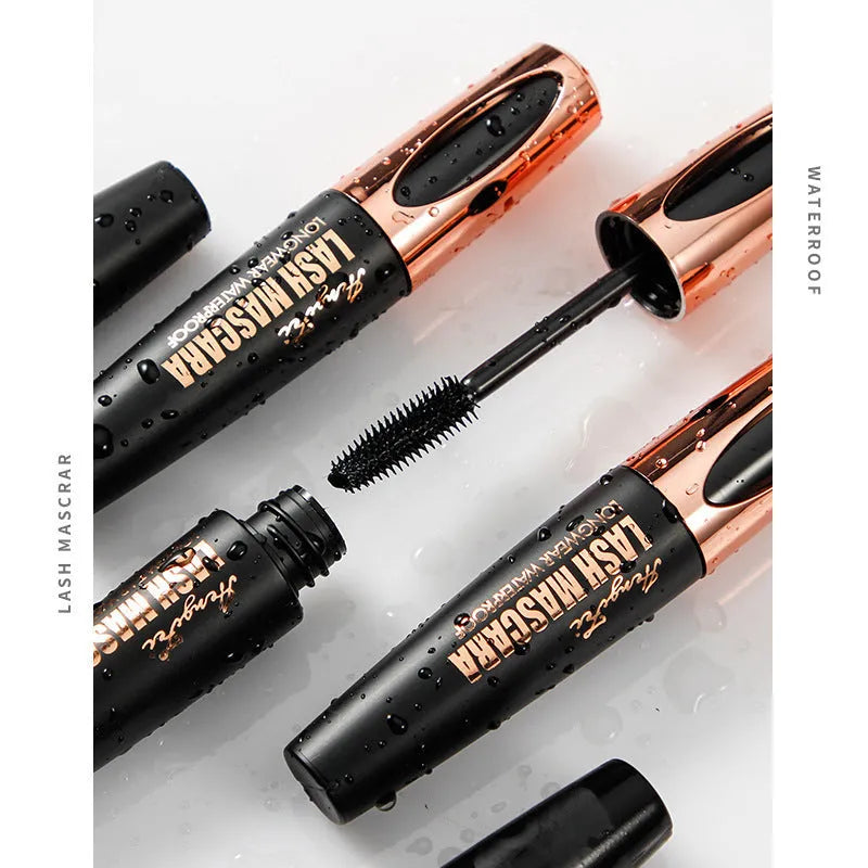 Black waterproof mascara with thick curling formula in standard packaging