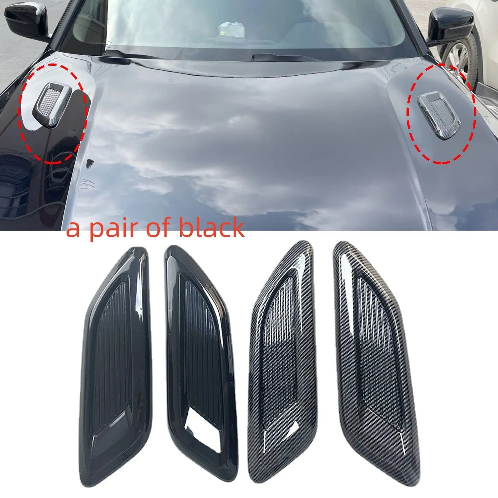 ABS car airscoop shroud set showing engine cover and side vent pieces in black finish