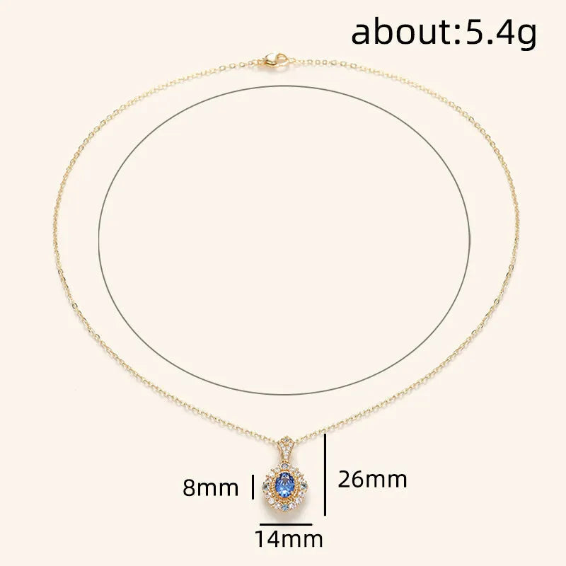 Huitan yellow gold royal necklace with mixed gem pendant on an adjustable copper box chain.