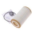 HU718 5X oil filter with wire wound element for lubricating oil systems, showing 10mm connections.