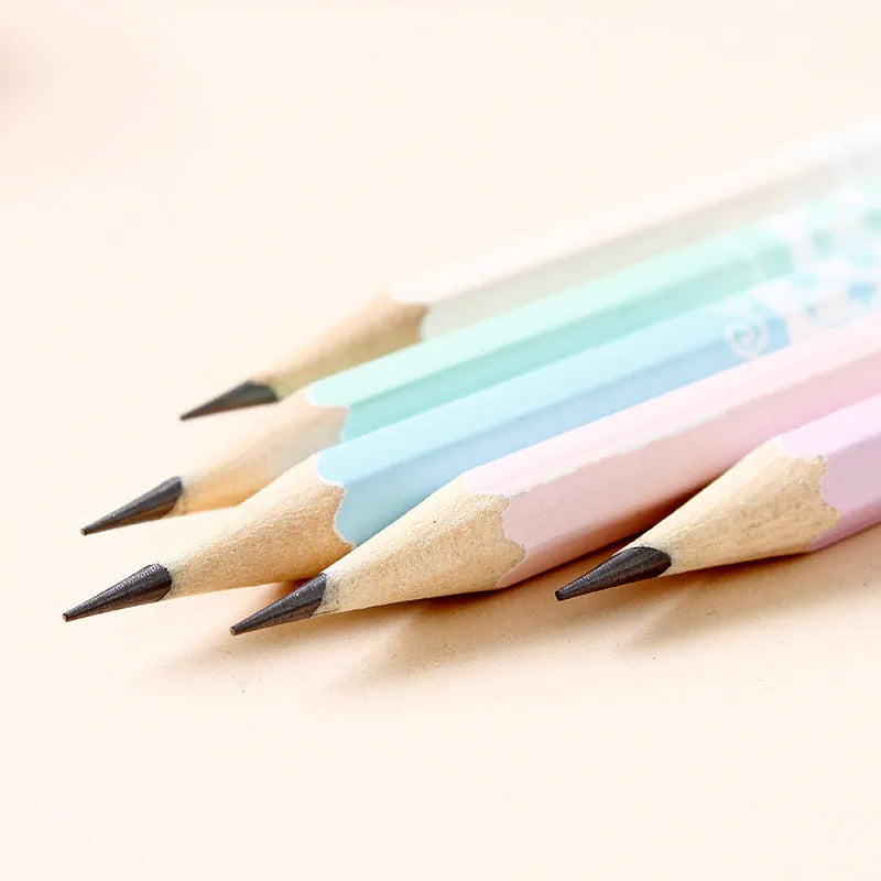 50 wooden mechanical pencils with hexagonal basswood barrels and HB refills