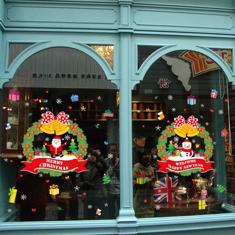 Large colourful cartoon electrostatic Christmas wall sticker on a window