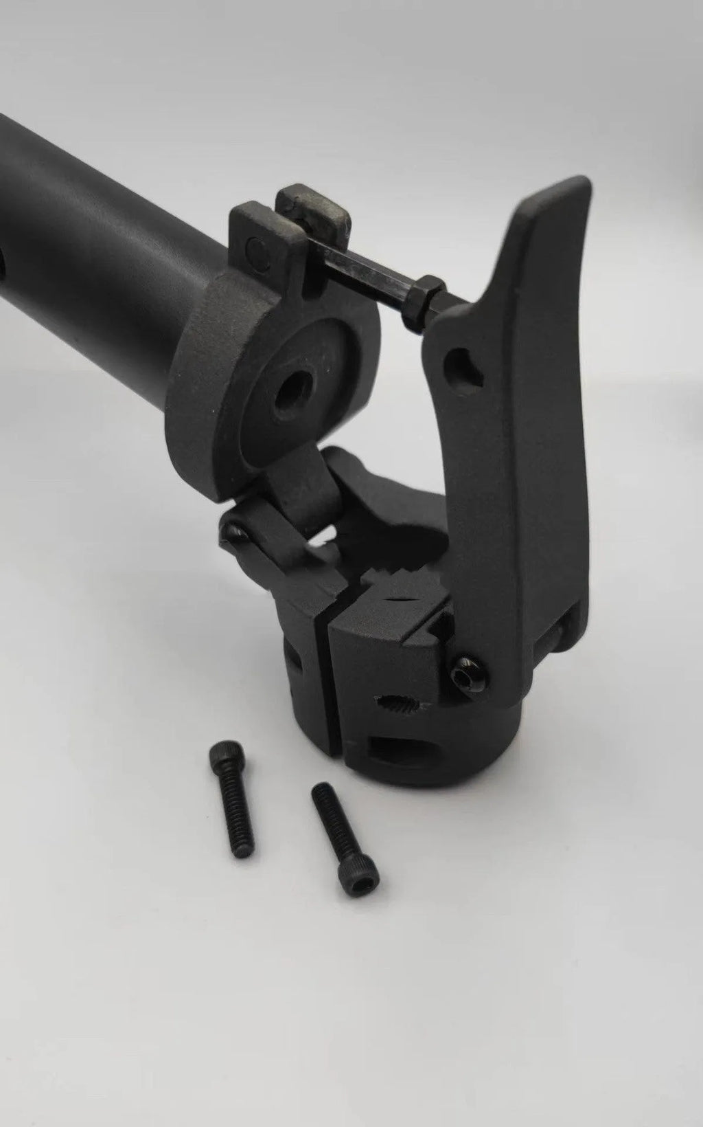 Black folding upright pole replacement part for a Nanbo No. 9 electric scooter.