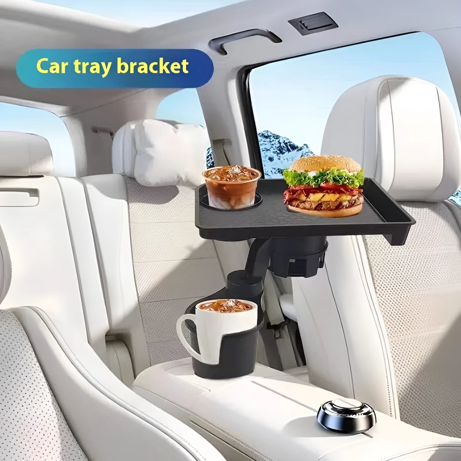 Black car dinner plate tray cup holder for central control cup position