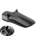 Carbon fibre rear shock absorber fender for a light bee scrambling motorcycle.