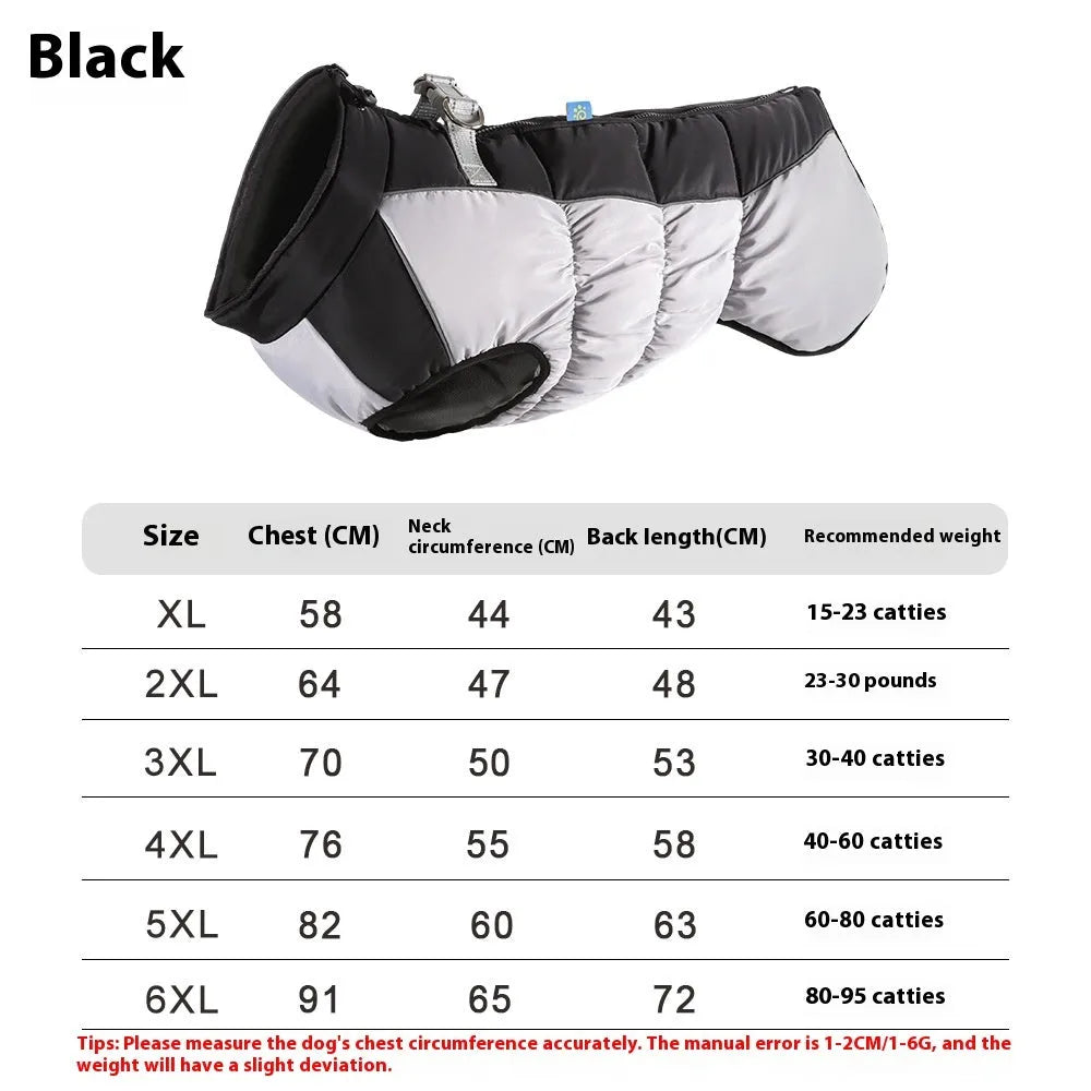 Reflective waterproof dog coat in polar fleece for large dogs in sizes XL to 6XL