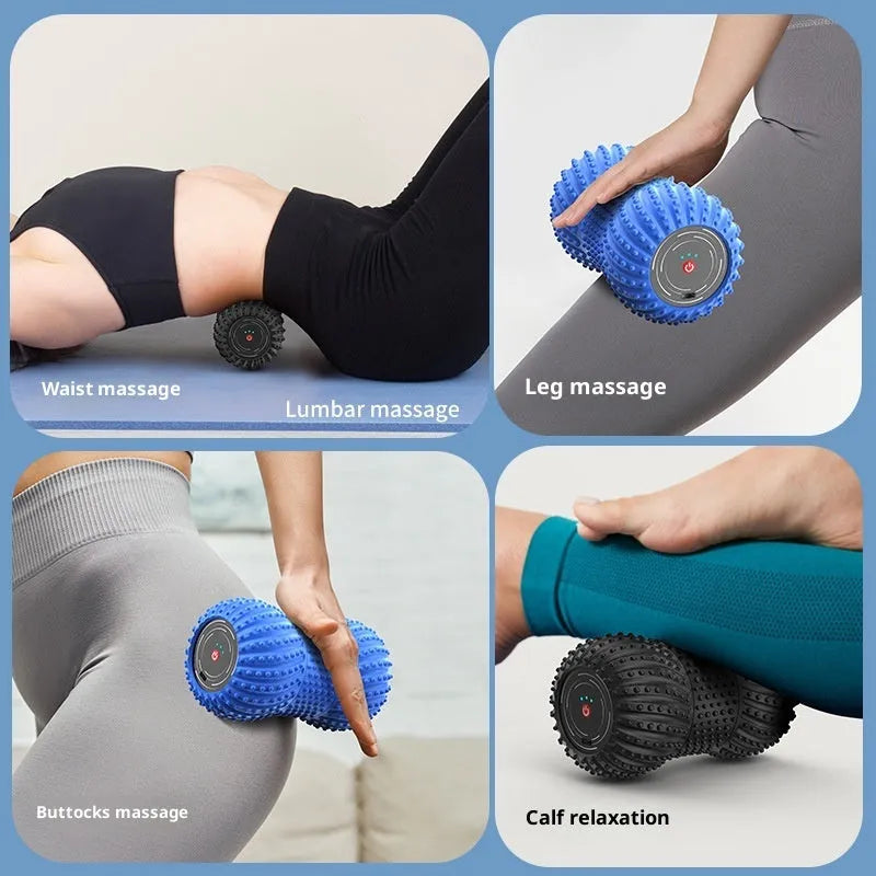 Electric peanut yoga ball roller massage instrument with Bluetooth music in blue colour, USB rechargeable
