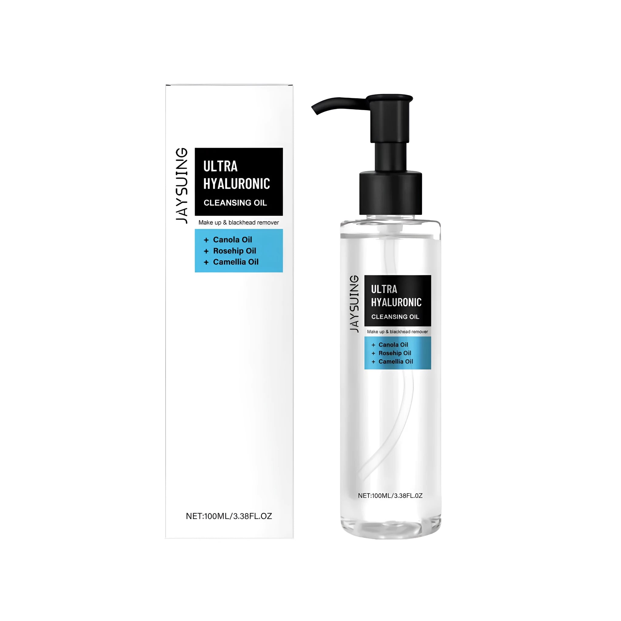 100ml hyaluronic acid makeup remover oil bottle with camellia seed and rose hip oils