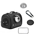 Leather cat bag space capsule in Classic Black, large capacity, with diagonal strap, for cats up to 12 catties