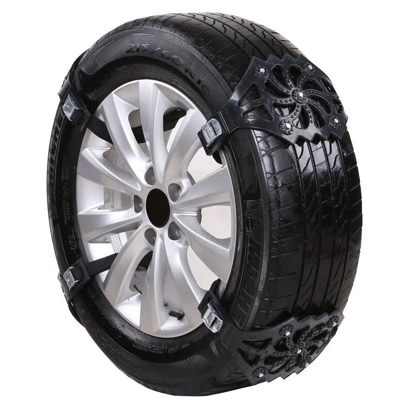 Oxford car snow chain for GM vehicles in black, showing woven texture and compact size