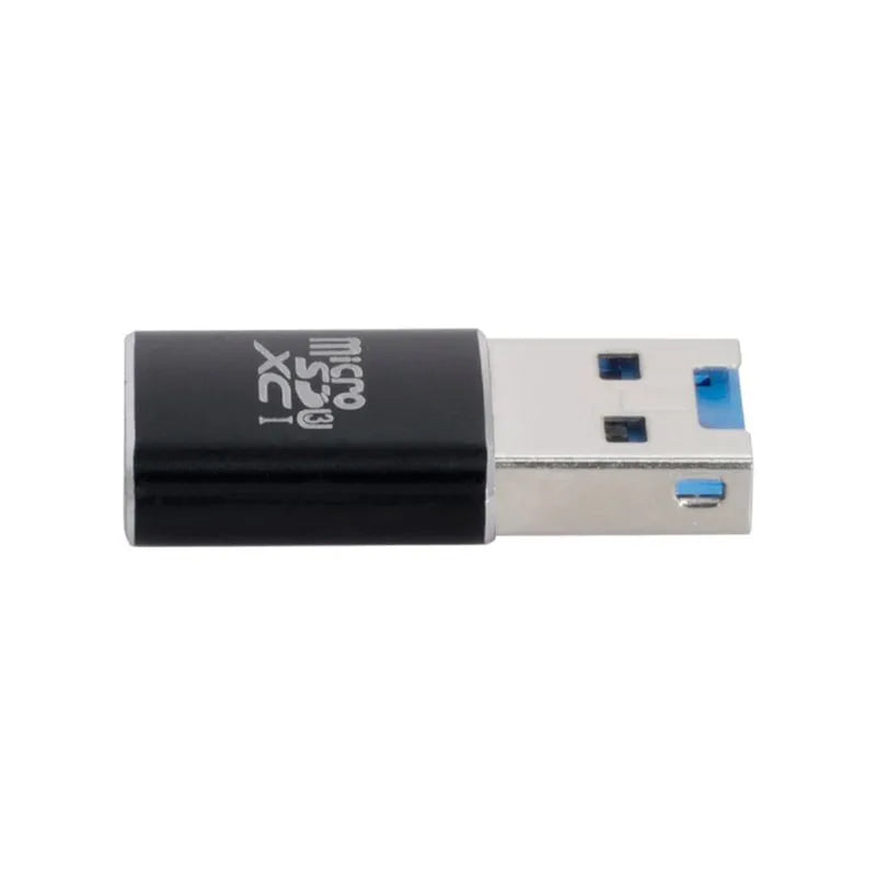 Black USB 3.0 card reader for Micro SD memory cards with ABS plastic housing
